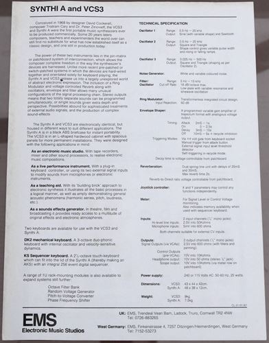 Ems-3 original promo sheets for Synthis